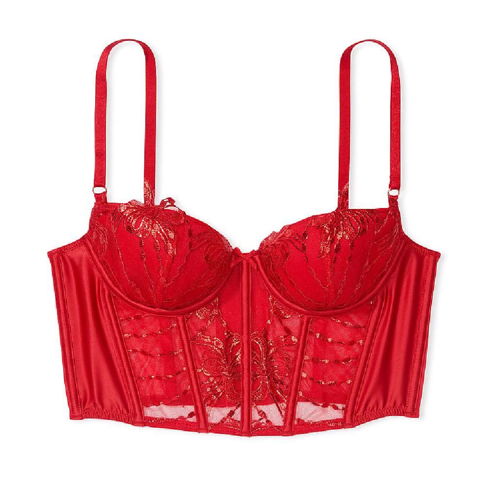 Корсетный топ Victoria's Secret Dream Angels Bow Embroidery, красный