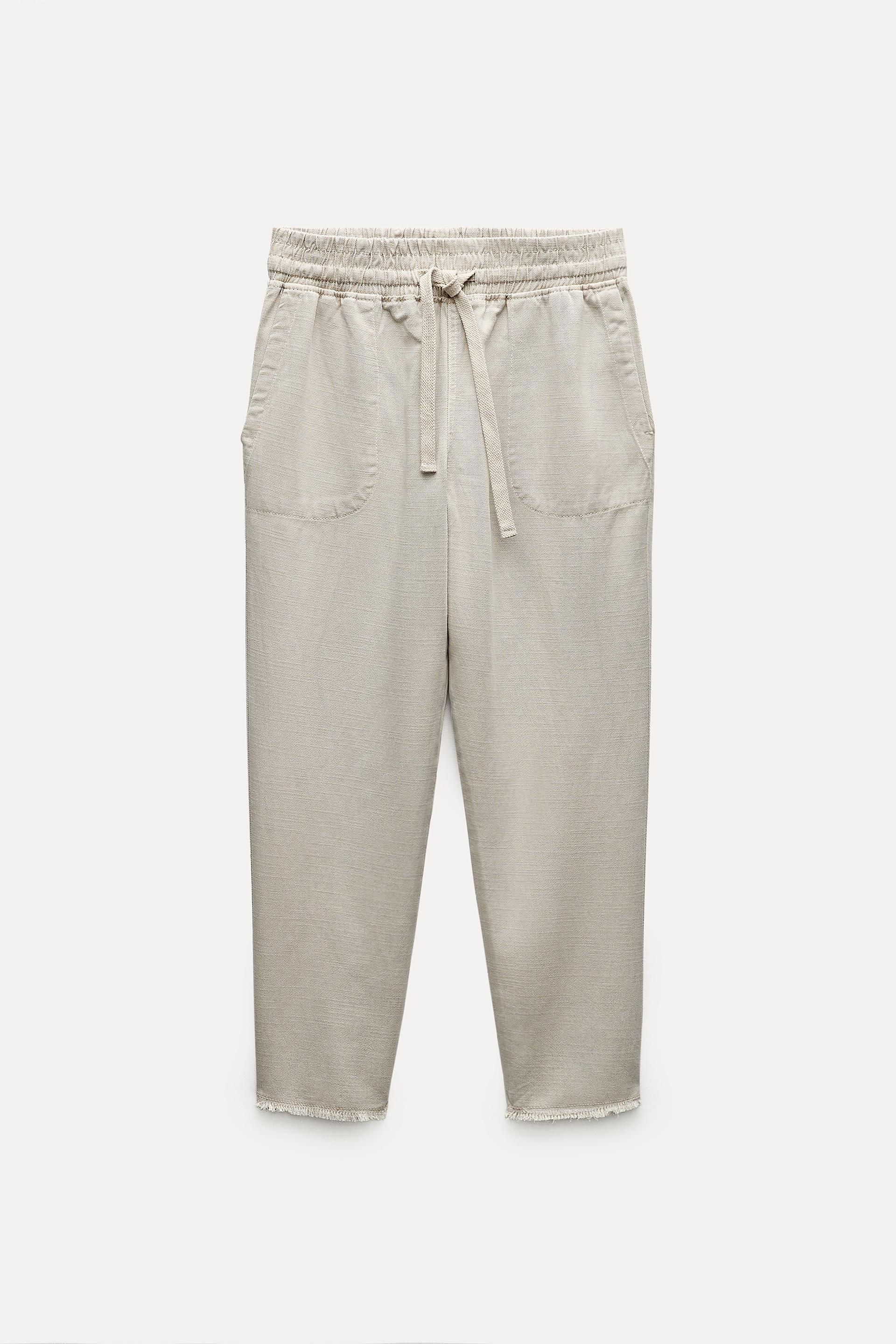 брюки zara textured pyjama style темно серый Брюки-джоггеры Zara ZW Collection Pyjama-style, песочный