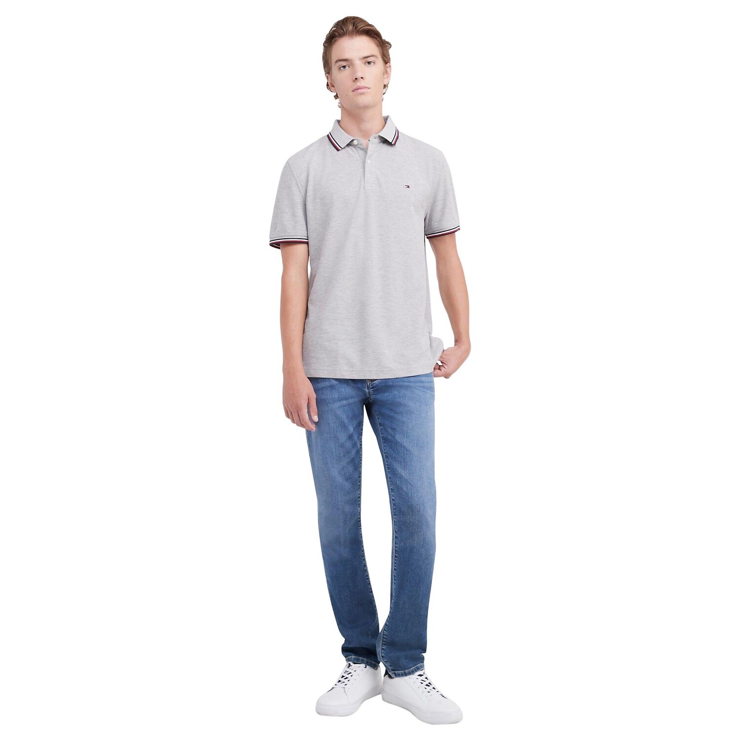

Поло Tommy Hilfiger Tommy Tipped Regular Fit, светло-серый