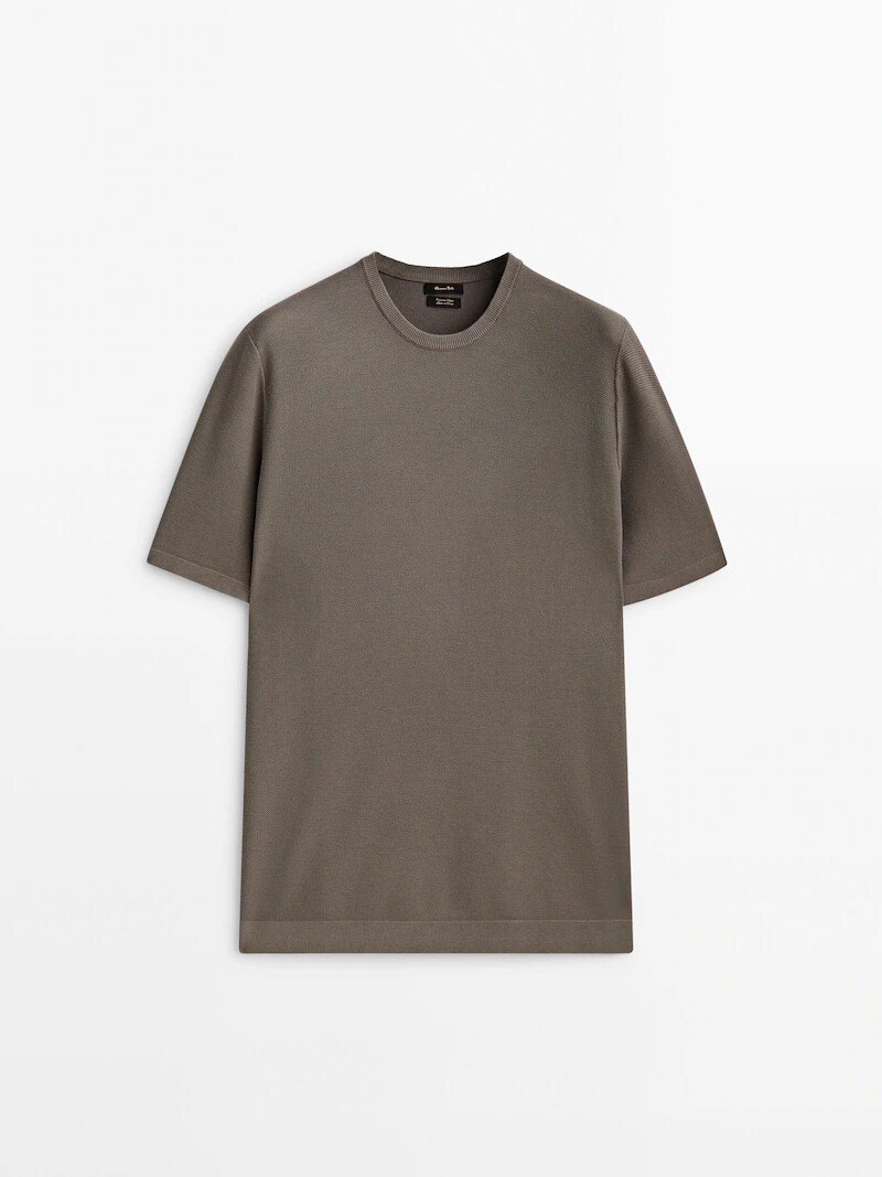 

Футболка тонкой вязки с круглым вырезом Massimo Dutti, темно-серый