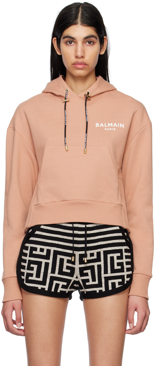 

Розовый худи из флока Balmain