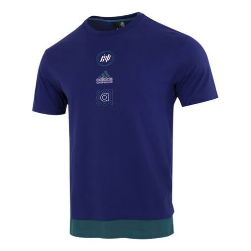 

Футболка Adidas Alphabet Logo Word Casual Sports Short Sleeve Blue, Синий