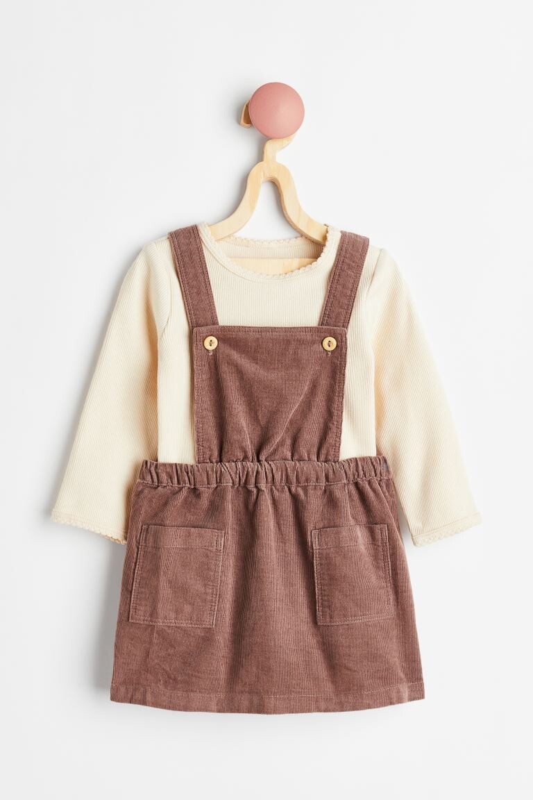 

Комплект из 2 предметов из хлопка H&M, кремовый/темно-серый