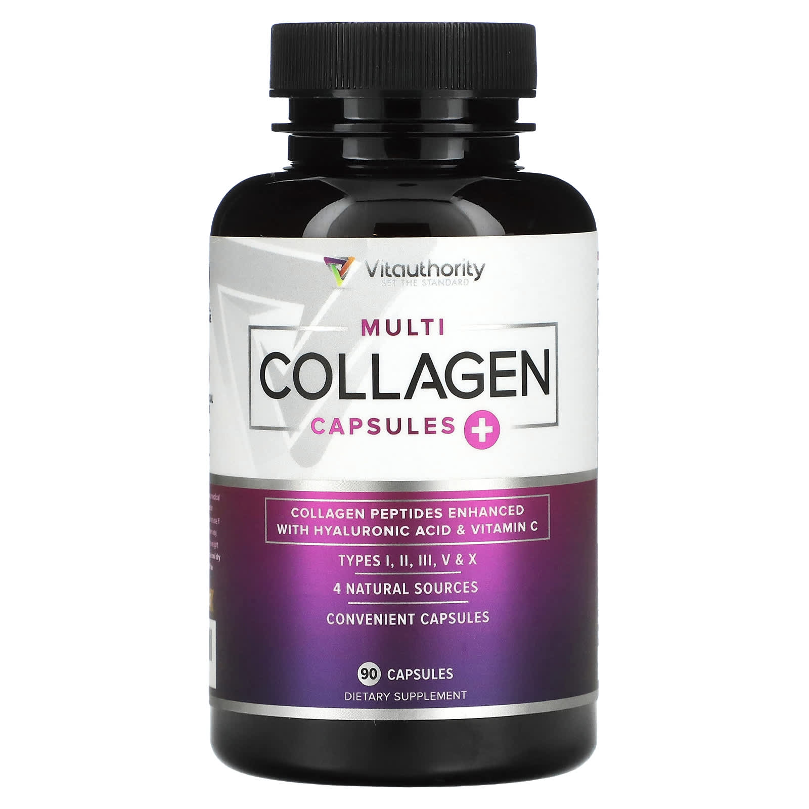 Multi Collagen Capsules Plus Vitamin C, гиалуроновая кислота, без добавок, 90 капсул Vitauthority фотографии
