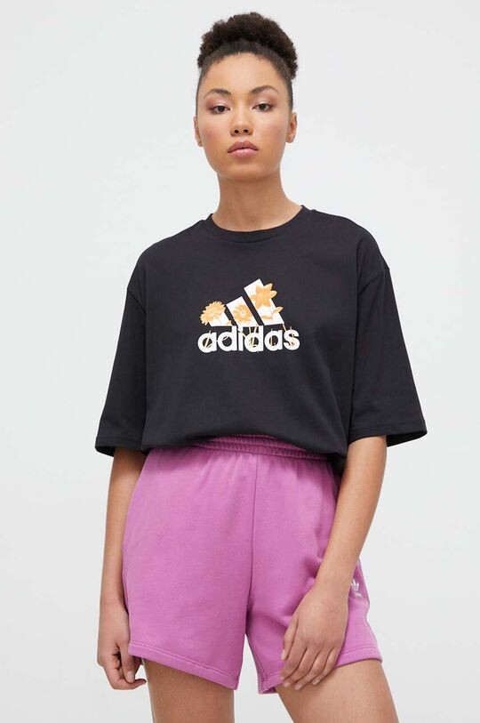 

Хлопковая футболка adidas, черный