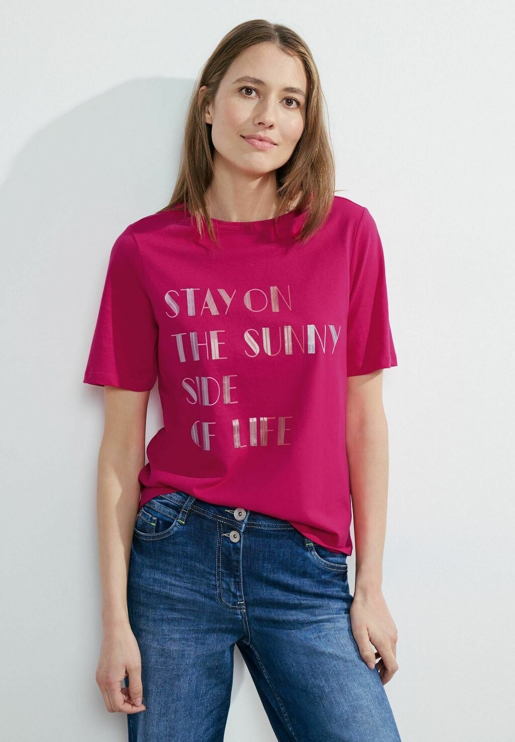 

Футболка с принтом MIT WORDING PRINT Cecil, цвет pink
