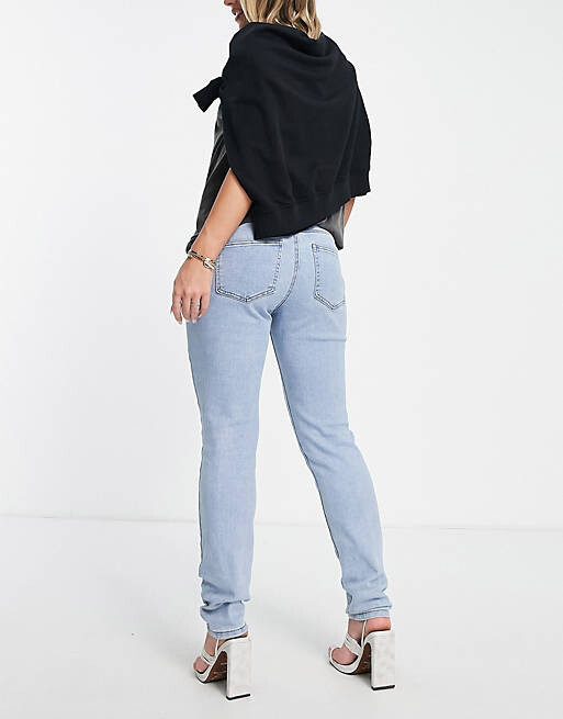 

Синие комфортные эластичные джинсы для мам Missguided Maternity Riot