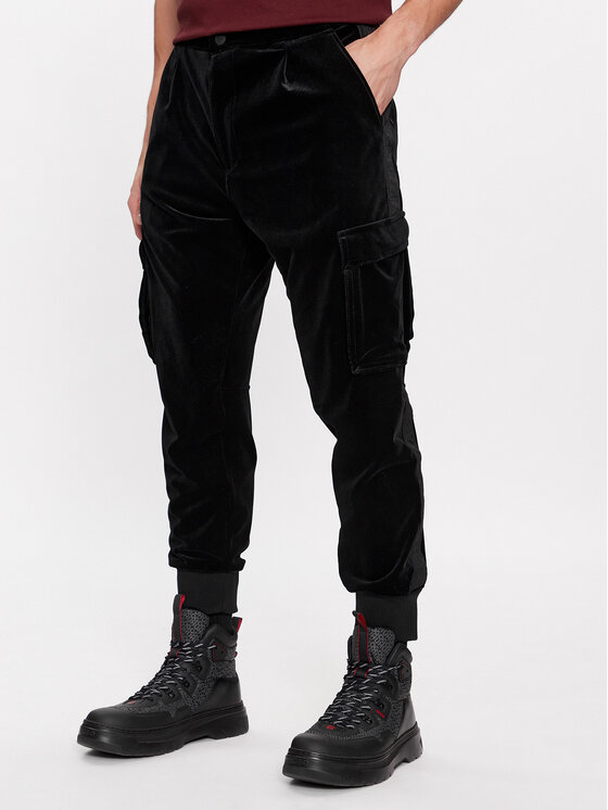Тканевые брюки стандартного кроя Hugo, черный тканевые шорты стандартного кроя hugo черный