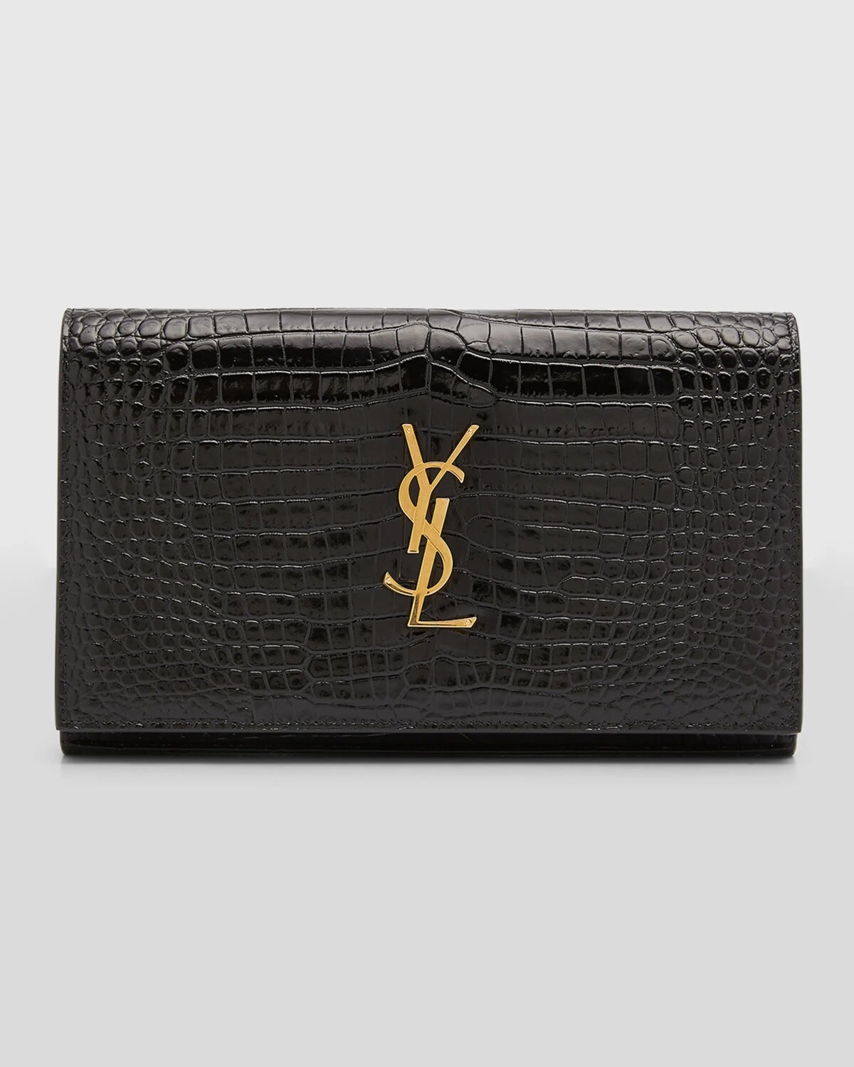

Кошелек Cassandra YSL на цепочке из кожи с тиснением под крокодила Saint Laurent, цвет Black