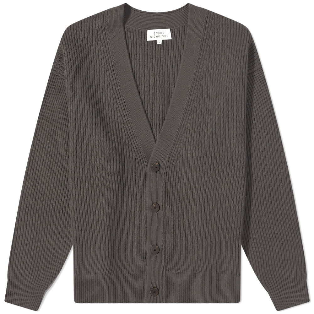 

Джемпер Studio Nicholson Auxil 5 Gauge Fisherman Rib Knit Cardigan, Серый