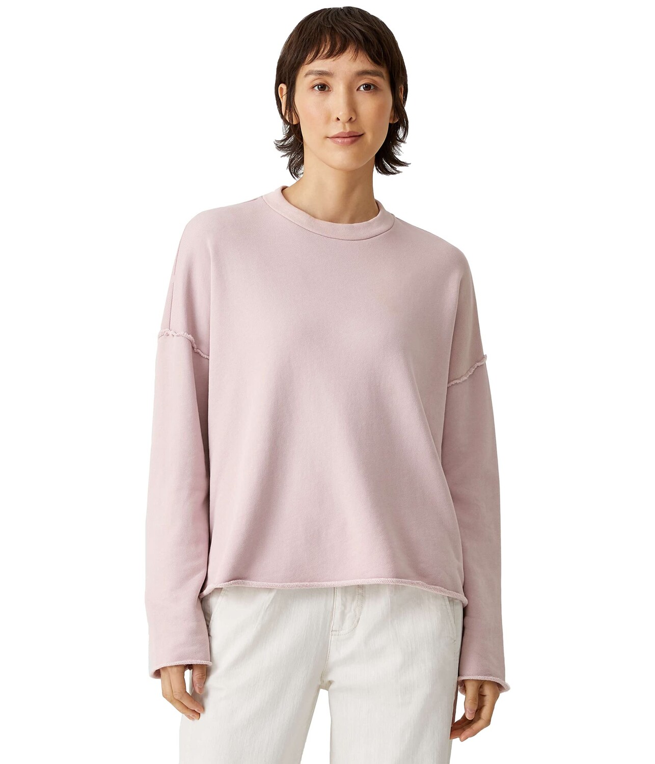 

Пуловер Eileen Fisher, High Crew Neck Box Top in Organic Cotton French Terry