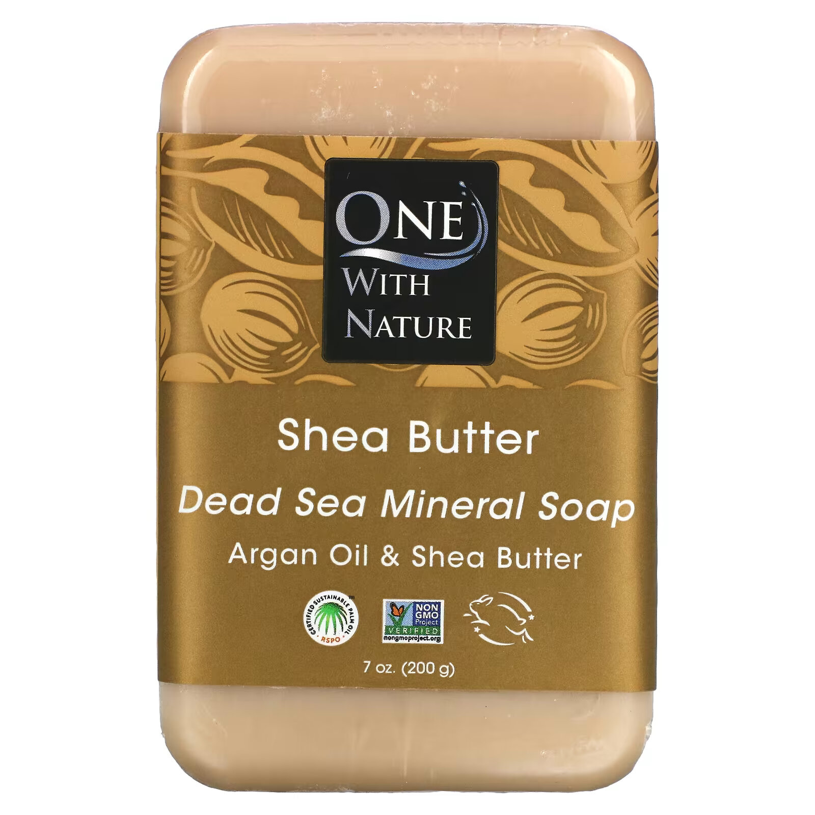 One with Nature, кусковое мыло с минералами Мертвого моря, масло ши, 200 г (7 унций)
