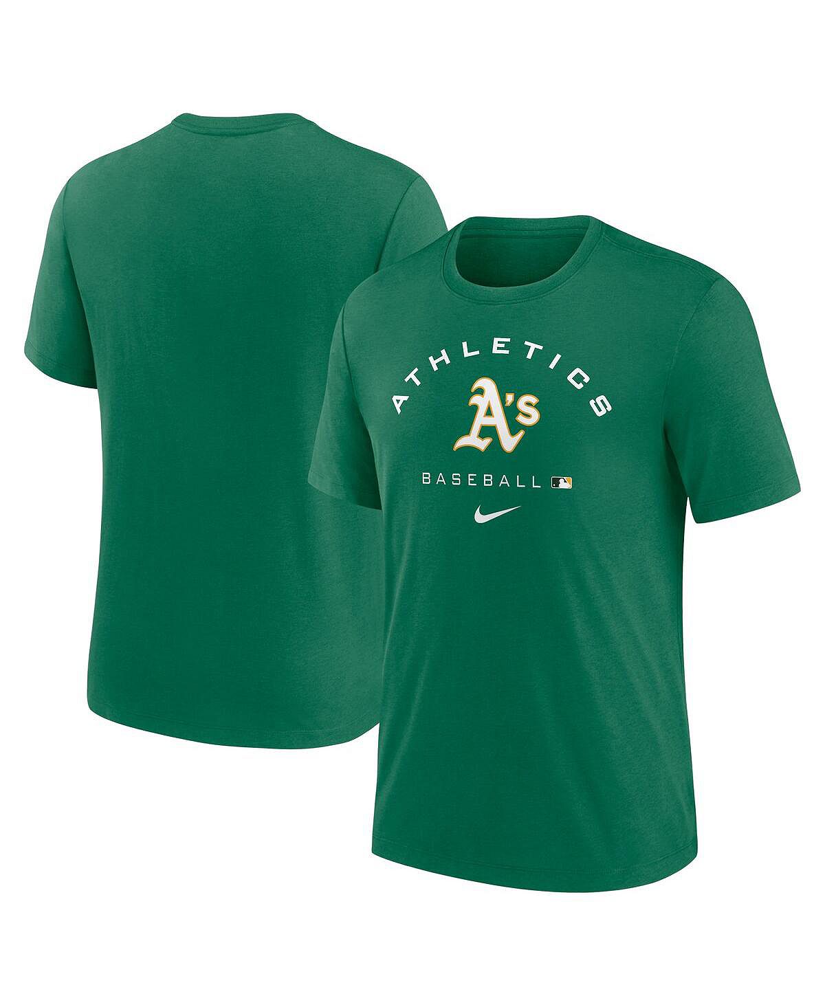 Мужская футболка kelly green oakland athletics authentic collection tri-blend performance Nike, мульти цена и фото