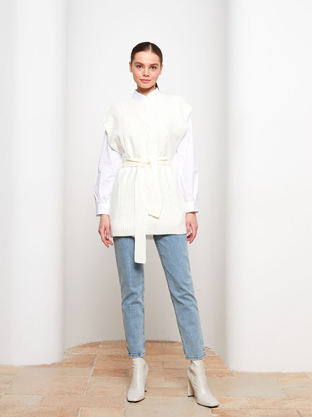 

Женский свитер с круглым вырезом и узором LCW Modest