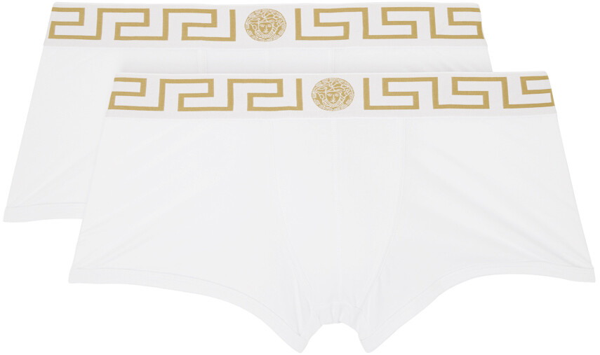 

Набор из двух белых боксеров с каймой Greca Greca Versace Underwear