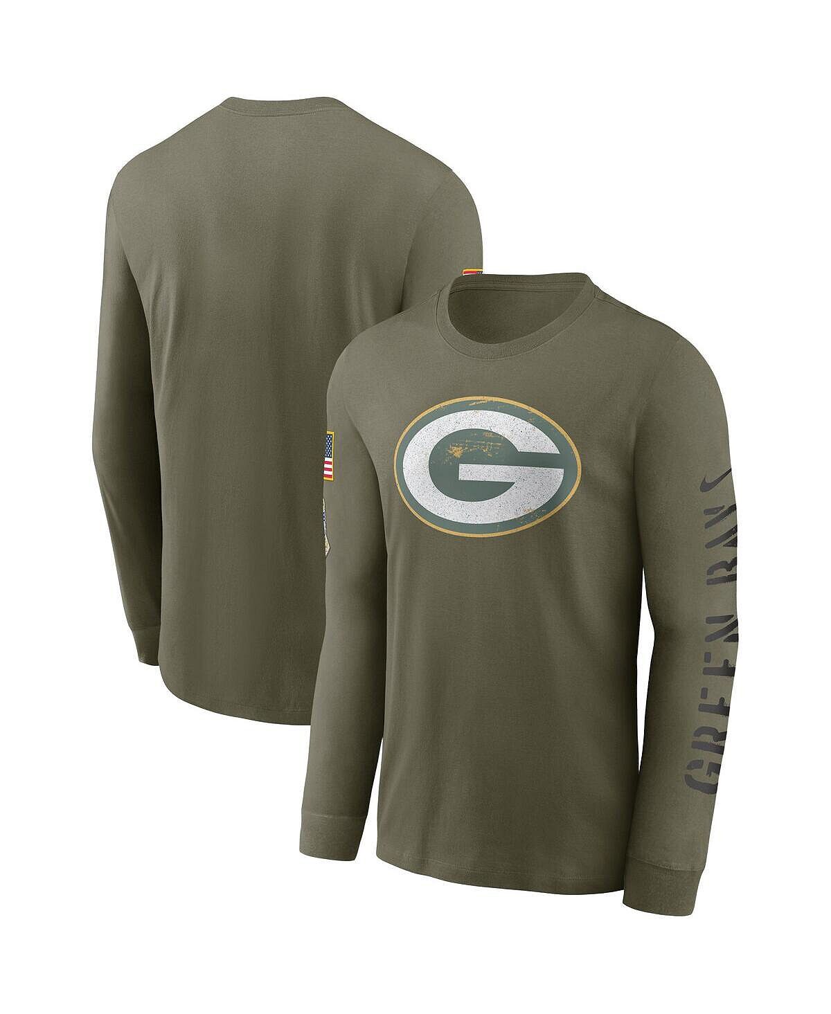 

Мужская футболка с длинным рукавом olive green bay packers 2022 salute to service Nike