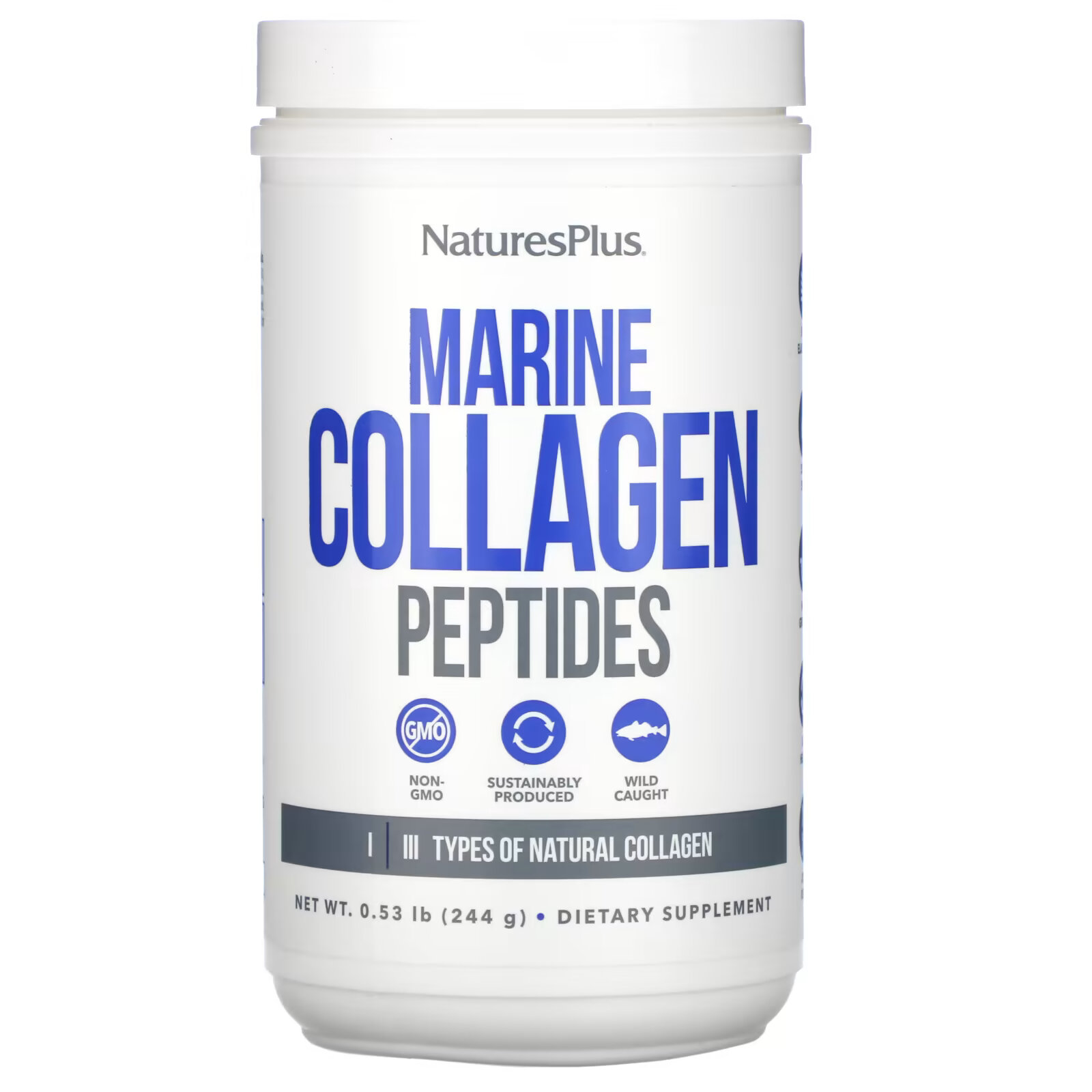 NaturesPlus, пептиды морского коллагена, 244 г (0,53 фунта) naturesplus пептиды коллагена ваниль 364 г 0 8 фунта
