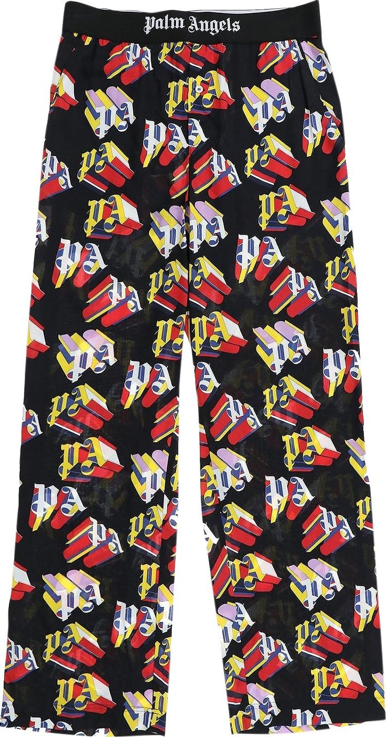 Брюки Palm Angels 3D PA Pajama Pants 'Black/Red', черный - фото