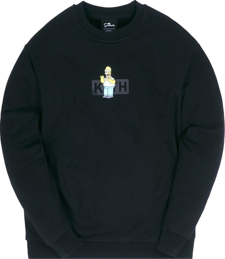 Толстовка Kith For The Simpsons Homer Box Logo Crewneck 'Black', черный - фото