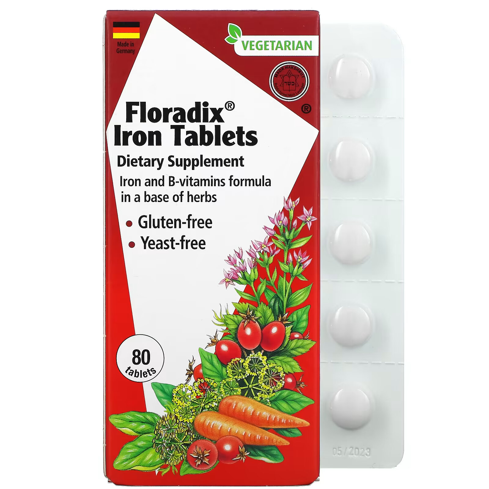 Gaia Herbs, Floradix, железо в таблетках, 80 таблеток gaia herbs reflux relief 45 жевательных таблеток