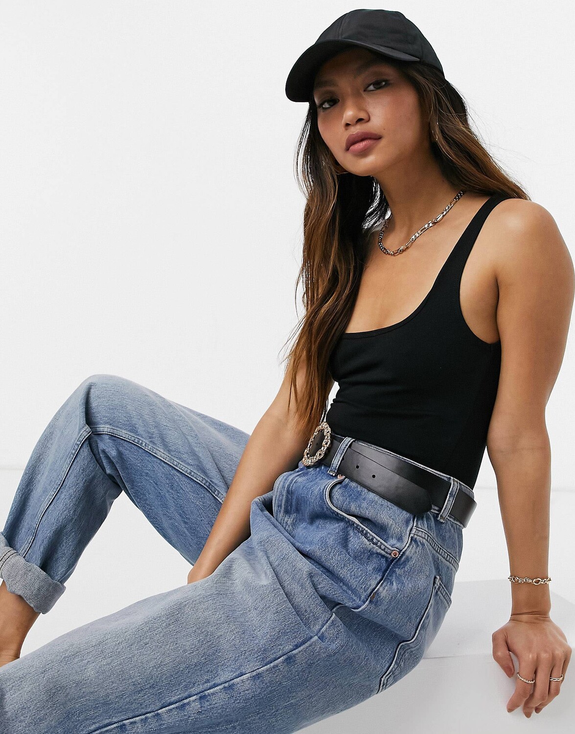 

Черный боди из хлопка с круглым вырезом ASOS DESIGN - BLACK