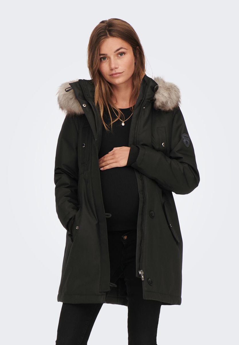 Пальто зимнее ONLY с капюшоном Maternity, черный пальто зимнее only maternity бежевый