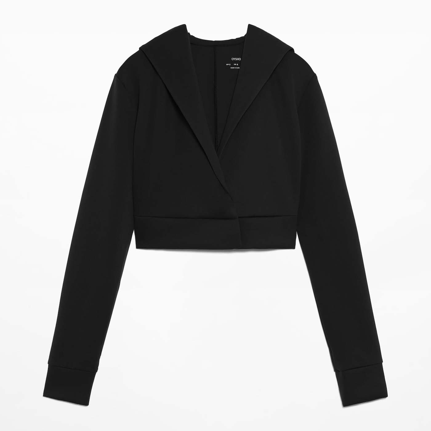 

Толстовка Oysho Neoprene-effect Hooded Crop, черный