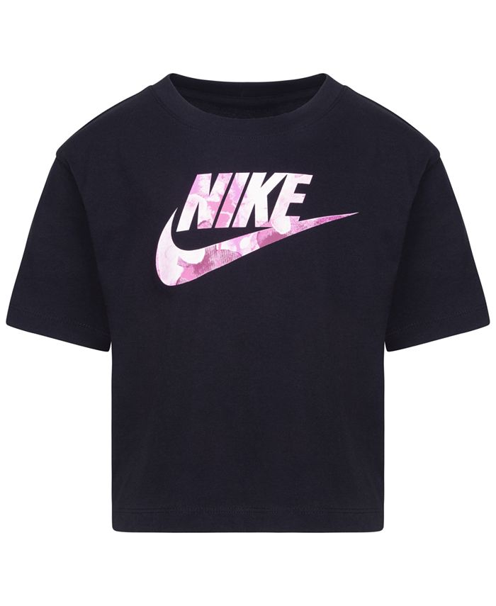 Свободная футболка с длинными рукавами для маленьких девочек Nike, черный пуловер с длинными рукавами и капюшоном для маленьких девочек nike