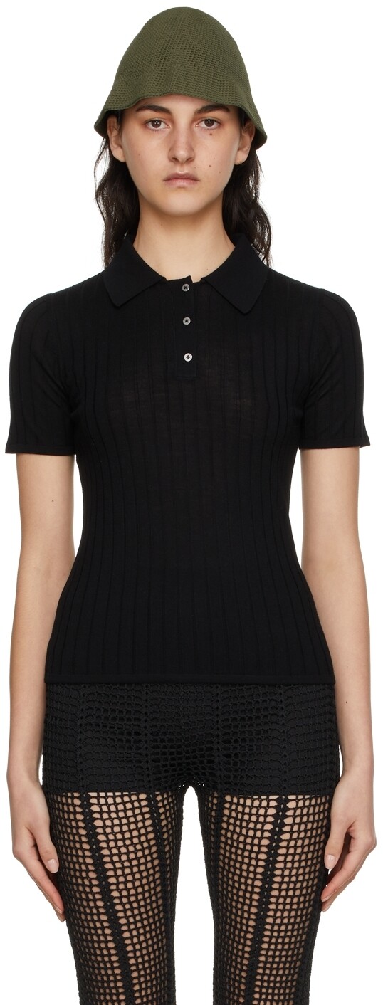 

Черное поло из шерсти мериноса Dion Lee