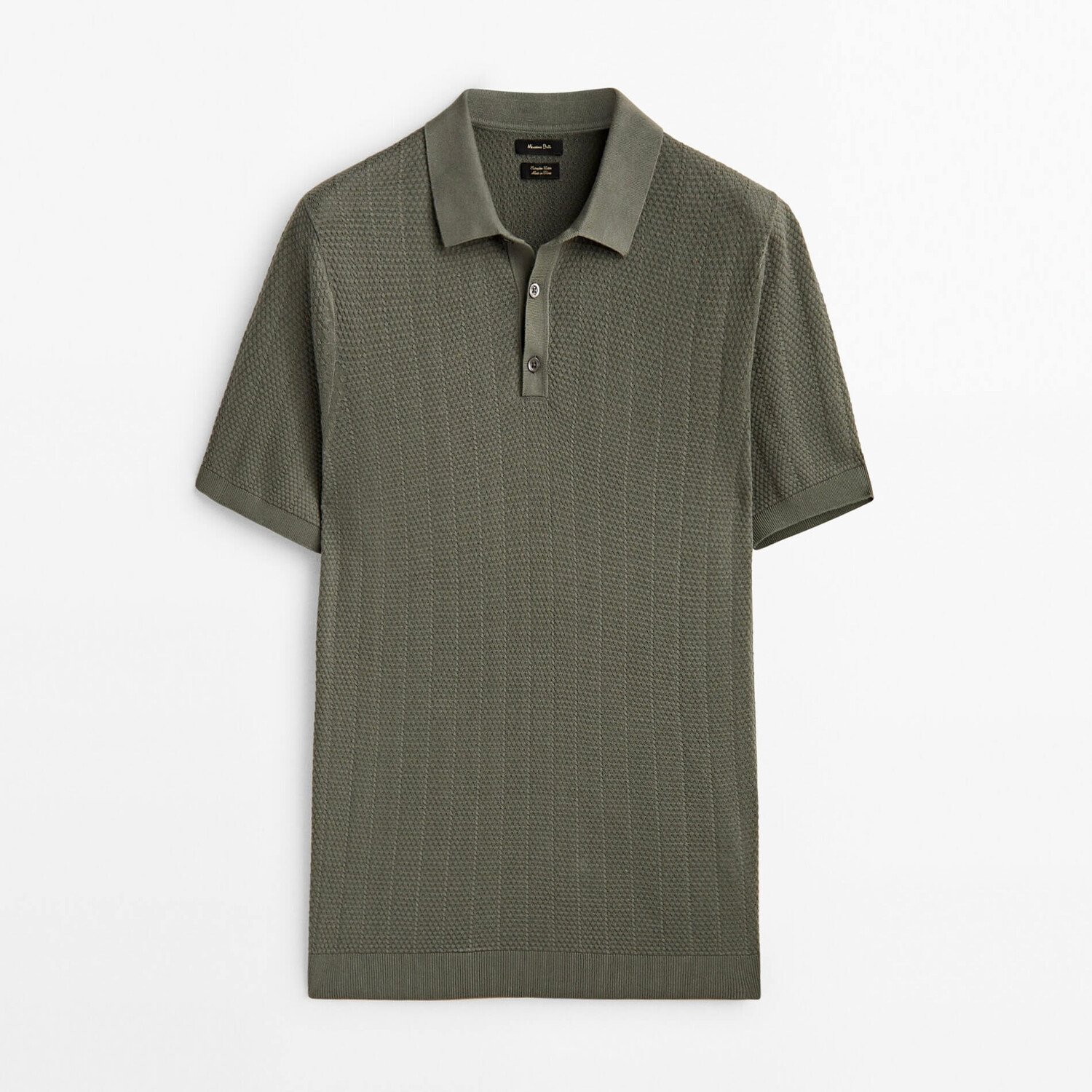 

Свитер-поло Massimo Dutti Textured Short Sleeve, пыльный хаки