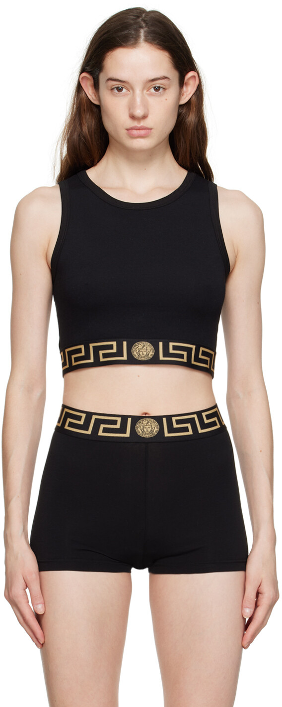 

Черная майка с каймой Greca Versace Underwear