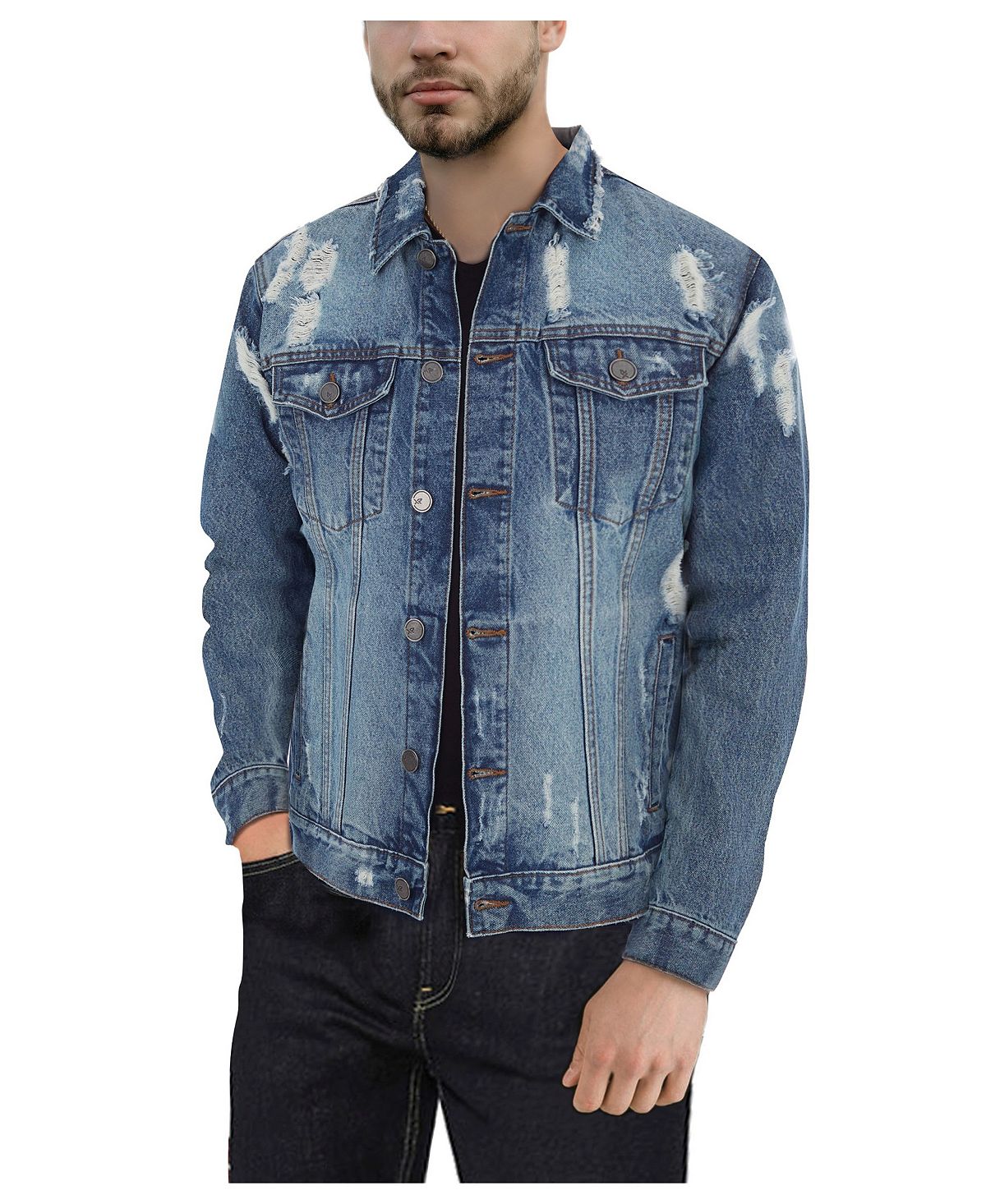 Мужская приталенная джинсовая куртка с эффектом потертости X-Ray, мульти