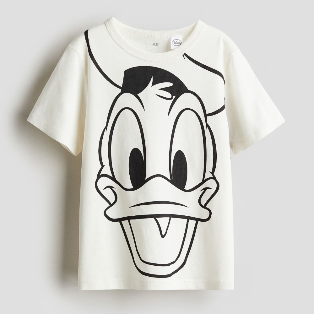 Футболка H&M Kids Printed Cotton Donald Duck, белый