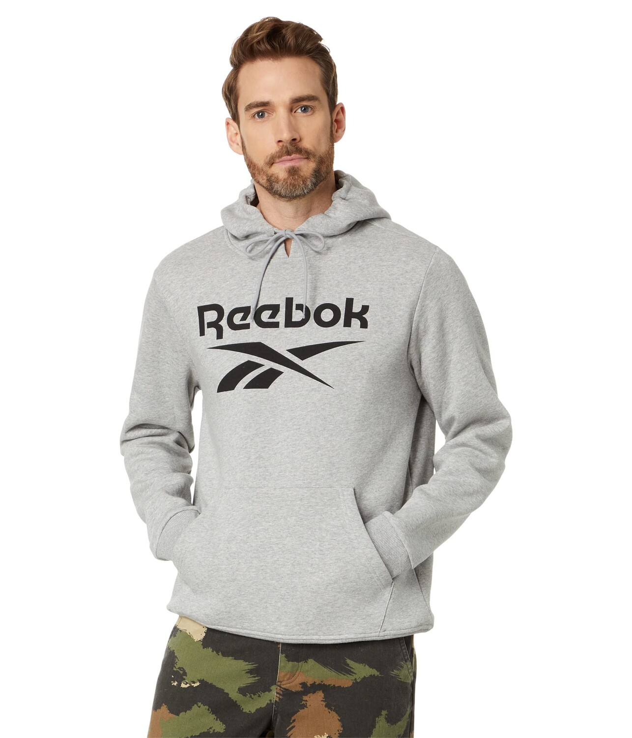 

Толстовка Reebok Identity Big Stacked Logo, серый/черный