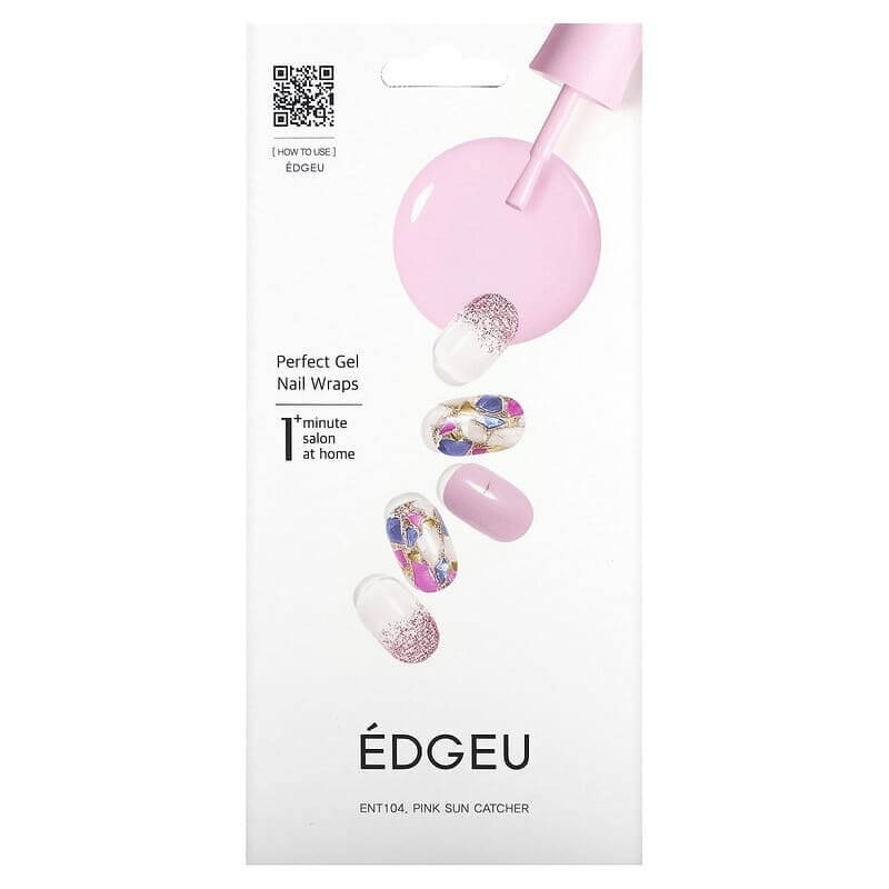 цена Гелевые полоски Edgeu для ногтей Perfect ENT104 Pink Sun Catcher, набор из 16 полосок