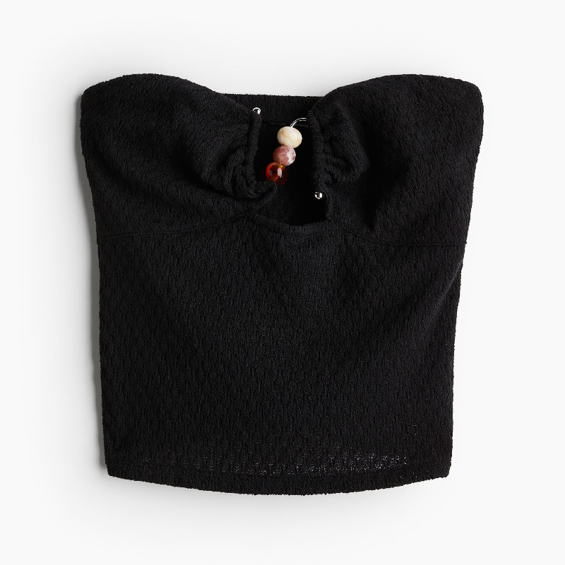 Топ H&M Bead-detail Textured-knit Tube, черный силиконовый чехол на vivo x21s сердца для виво икс21 с