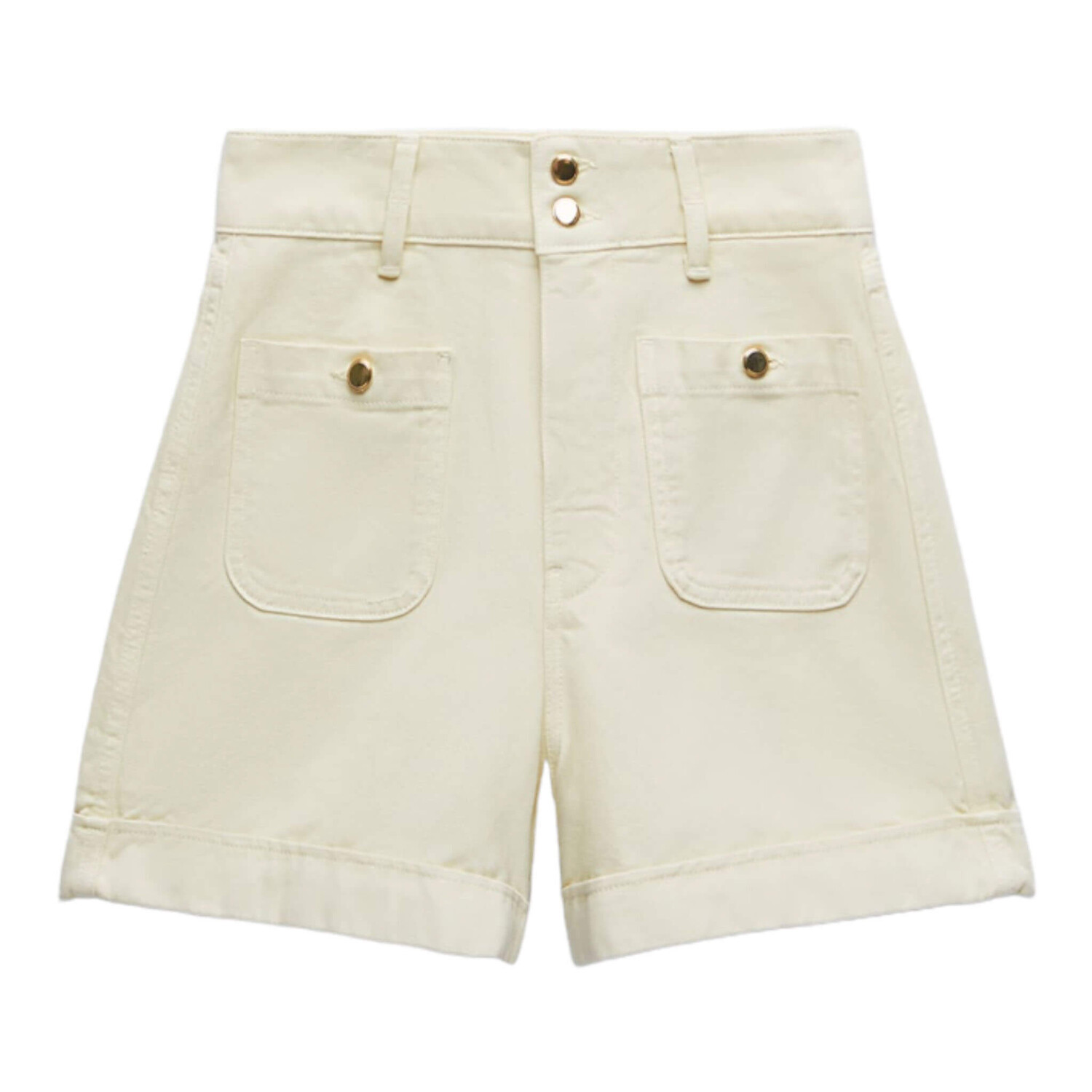 

Шорты Zara Denim With Patch Pockets, бежевый