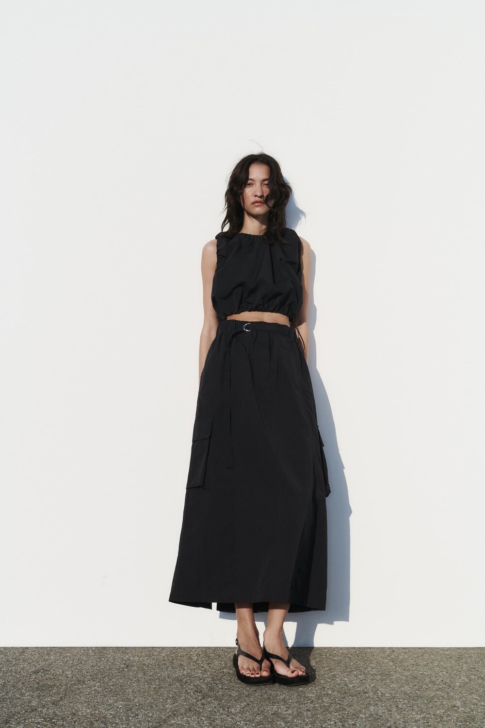 

Юбка из нейлона ZARA, черный