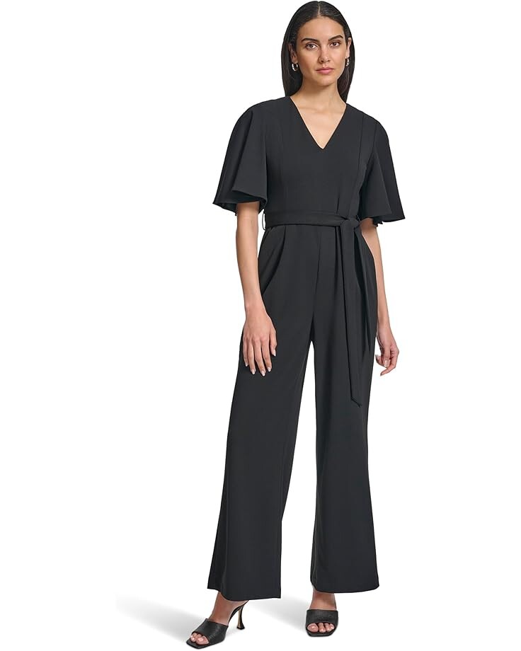 

Комбинезон Calvin Klein Scuba Crepe Cape Sleeve Jumpsuit, черный