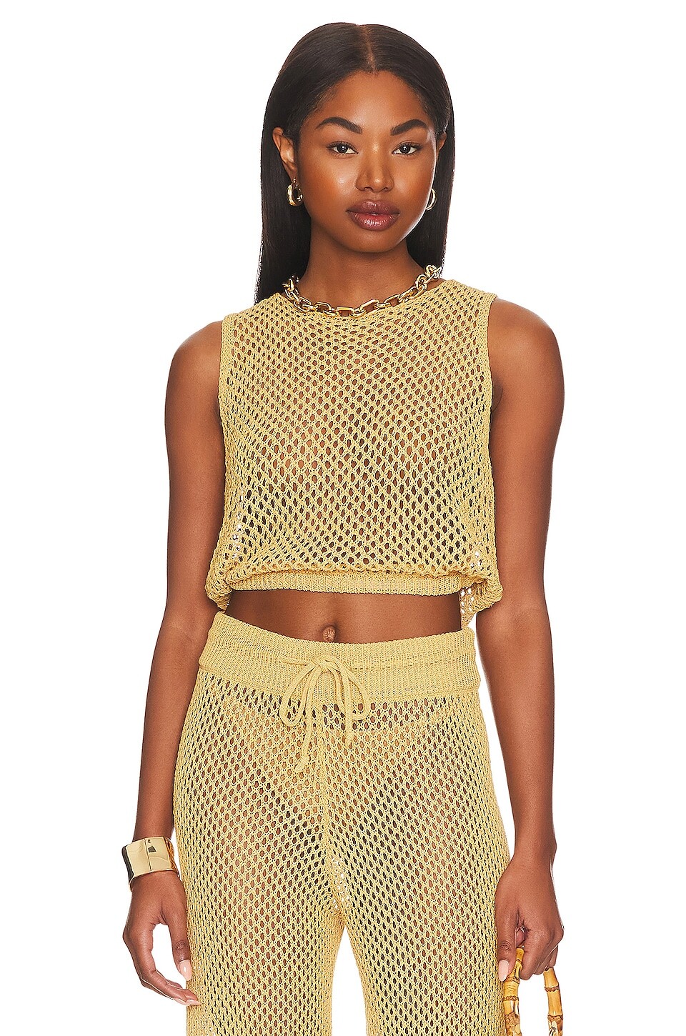 

Топ WeWoreWhat Crochet Ruched Crop, цвет Desert