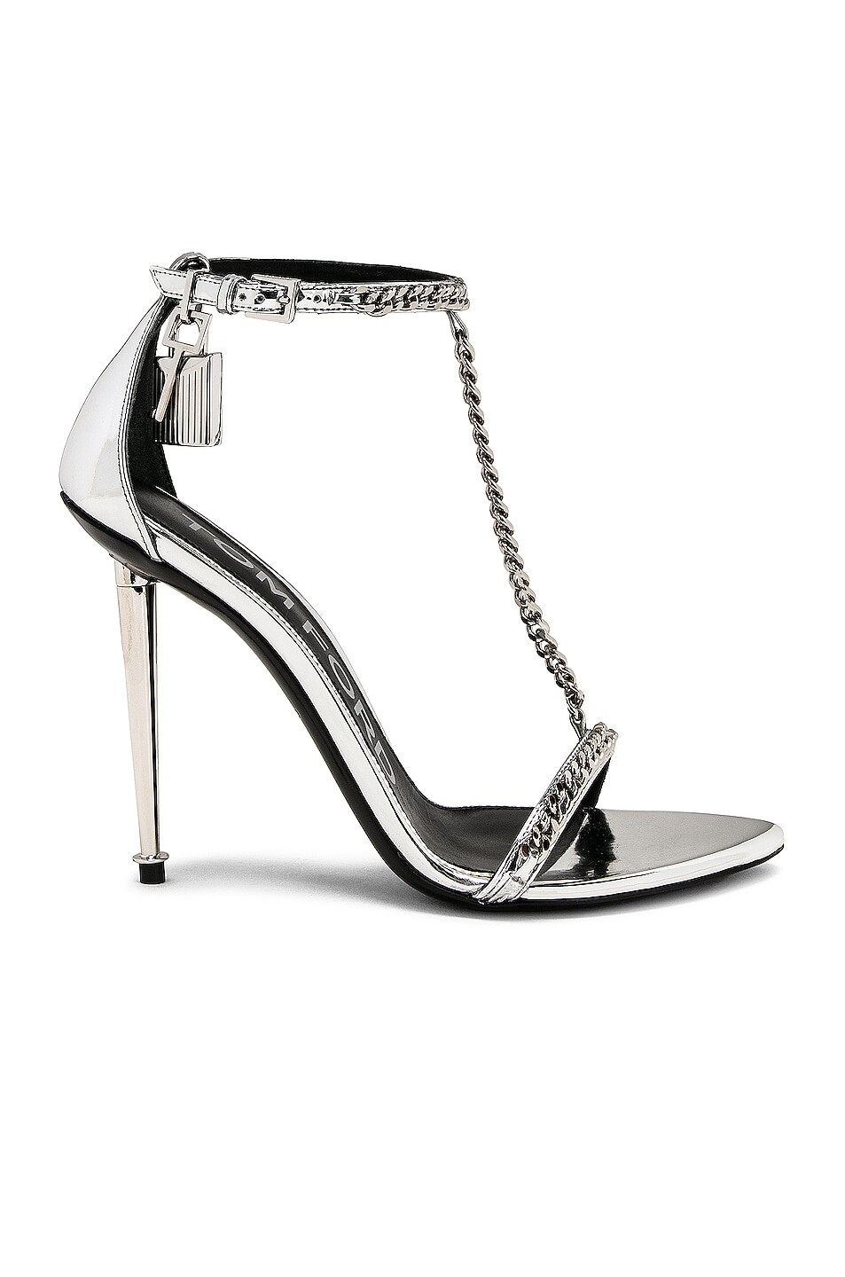 

Туфли Tom Ford Mirror T-Strap Padlock 105, серебряный
