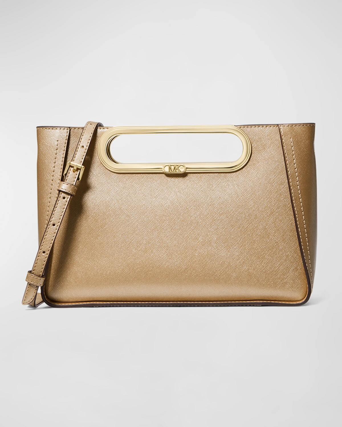 

Кожаный клатч-трансформер Chelsea с эффектом металлик MICHAEL Michael Kors, цвет Pale Gold