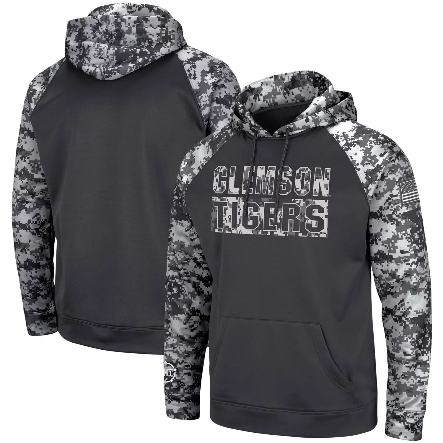 

Мужской темно-серый пуловер с капюшоном Clemson Tigers OHT Military Appreciation Digi Camo Big & Tall Colosseum