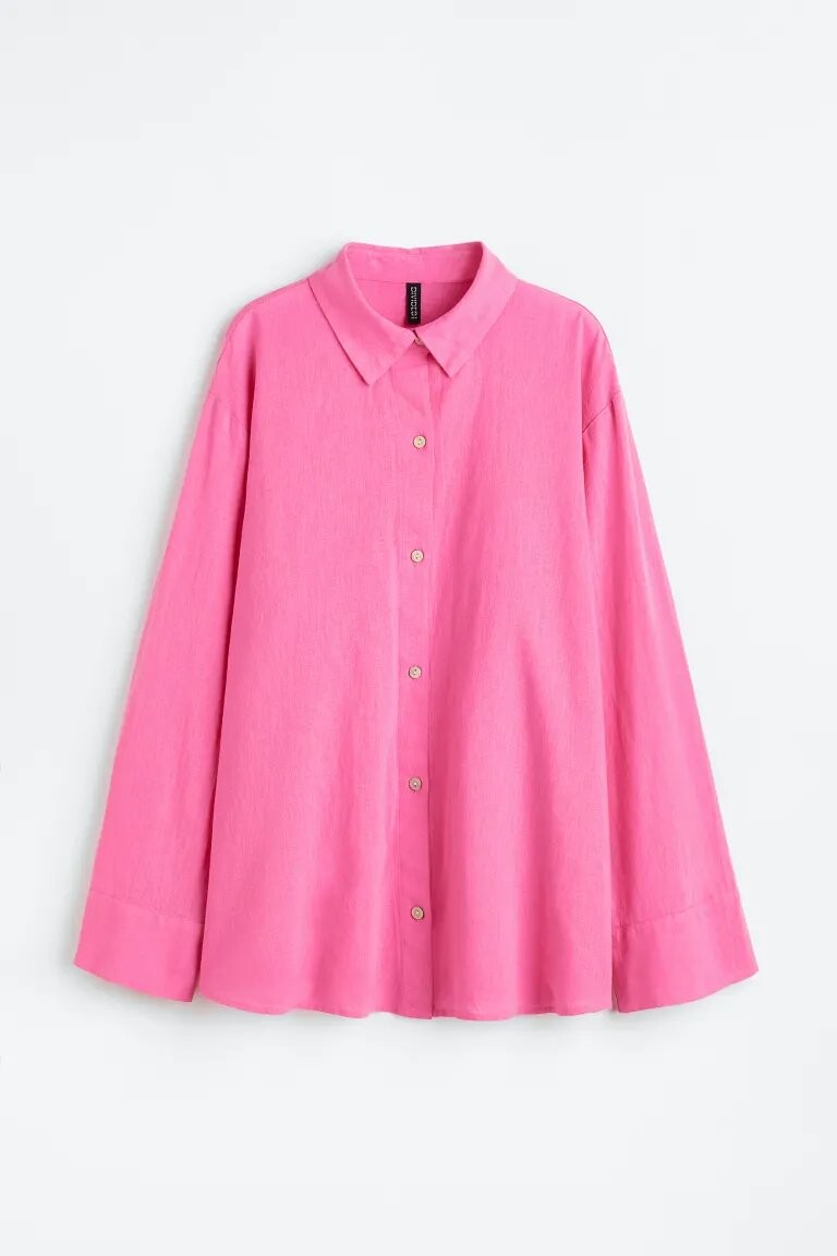 

Рубашка H&M Linen-blend Shirt, розовый