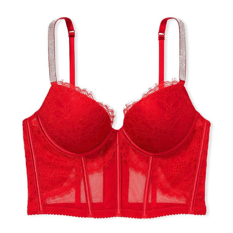 

Корсетный топ Victoria's Secret Very Sexy Shine Strap Lace Push-Up, красный