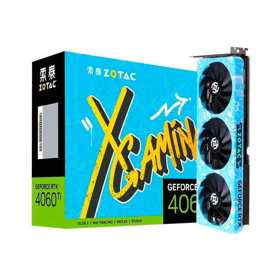 

Видеокарта Zotac GeForce RTX 4060 Ti X-GAMING OC, 8 ГБ, голубой