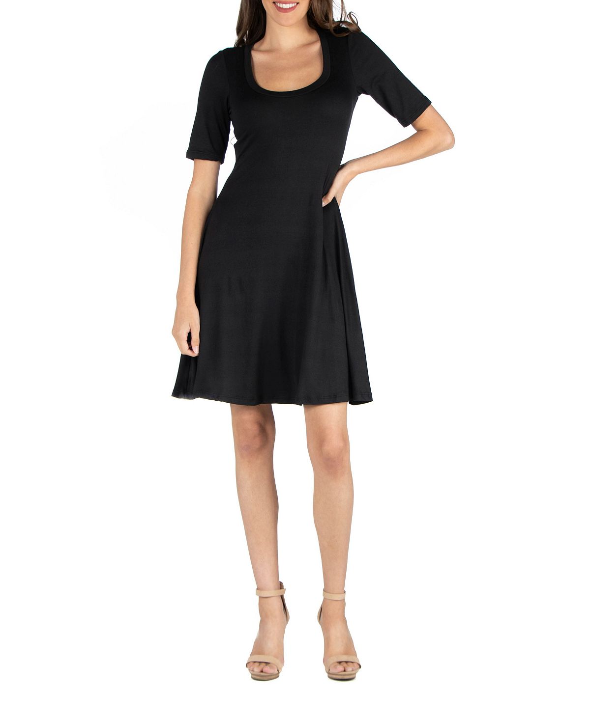 Женское платье трапециевидной формы с рукавами до локтя 24seven Comfort Apparel, черный