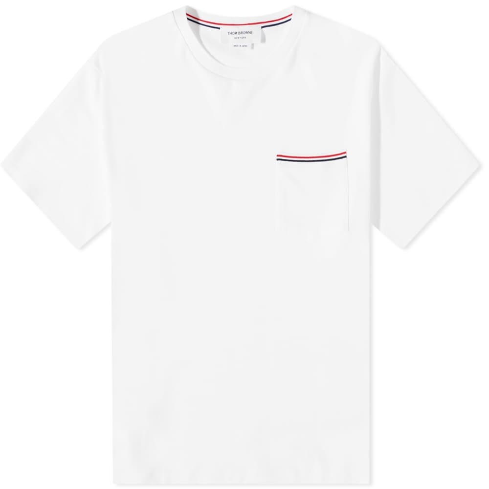 

Футболка Thom Browne Oversized Stripe Pocket Tee, Белый