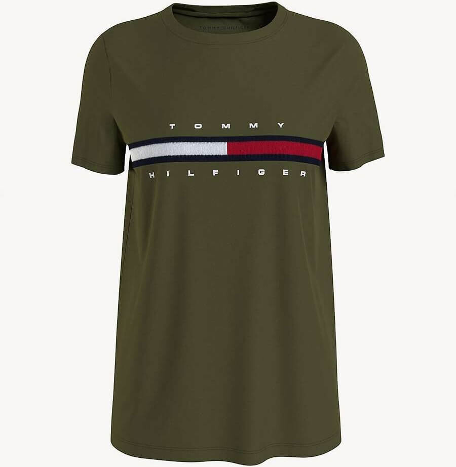 

Футболка Tommy Hilfiger Flag Stripe Logo, темно-зеленый