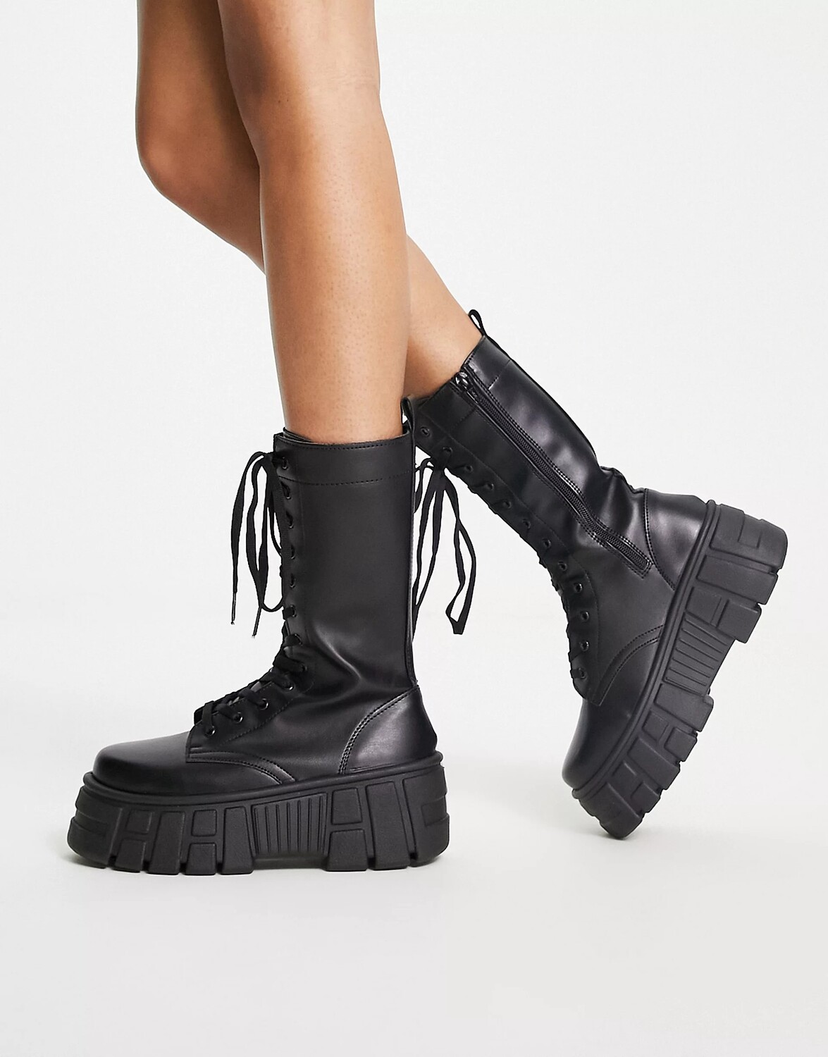 

Ботинки Asos Design Athens 3 Chunky High Lace Up, черный